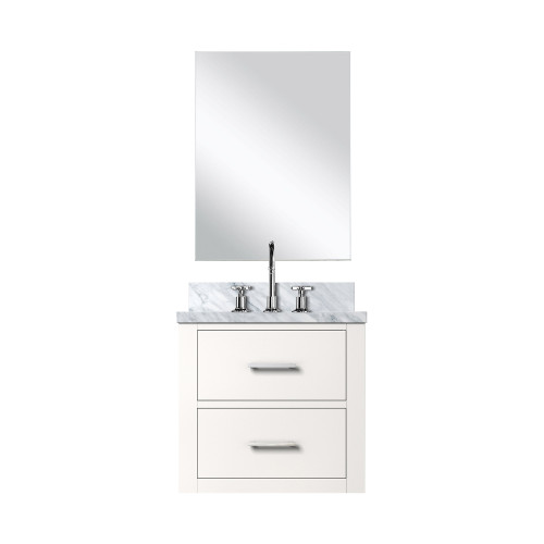 Lexora Castor 20 inch W x 18 in D White Single Bath Wall Hung Vanity Cabinet Acrylic Countertop, 18 in Mirror and Faucet Set - LVC20SA511