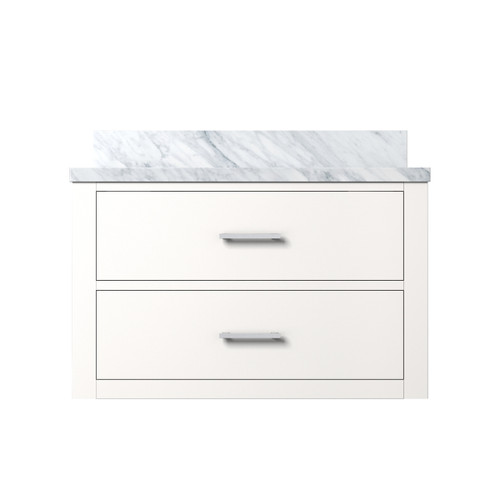 Lexora Castor 30 inch W White Single Bath Wall Hung Vanity Cabinet and Carrara Marble Top - LVC30SA100
