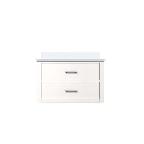 Lexora Castor 30 inch W White Single Bath Wall Hung Vanity Cabinet and White Quartz Top - LVC30SA200