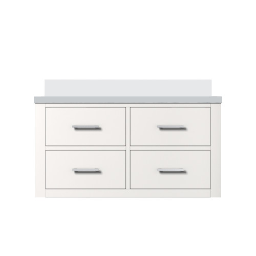 Lexora Castor 36 inch W White Single Bath Wall Hung Vanity Cabinet and White Quartz Top - LVC36SA200