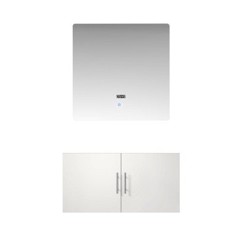 Lexora Geneva 36 in. W Glossy White Wall Mount Bath Vanity Cabinet and 36 in. LED Mirror - LVG36SM010