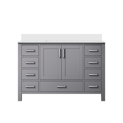 Lexora Jacques 48 in. W Dark Grey Bath Vanity Cabinet and Cultured Marble Top - LVJ48SB300