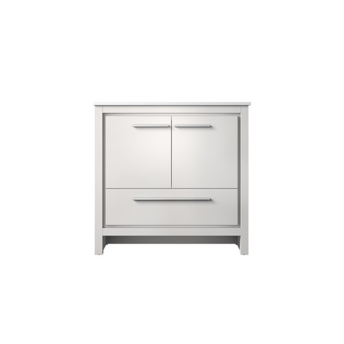 Lexora Lafarre 36 inch W x 20 in D White Bath Vanity Cabinet and White Quartz Top - LVLF36SW200