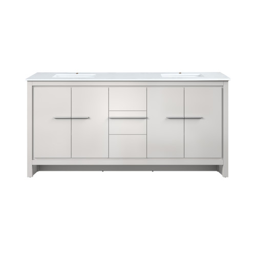 Lexora Lafarre 72 inch W x 20 in D White Double Sink Vanity Cabinet and Cultured Marble Top - LVLF72DW300