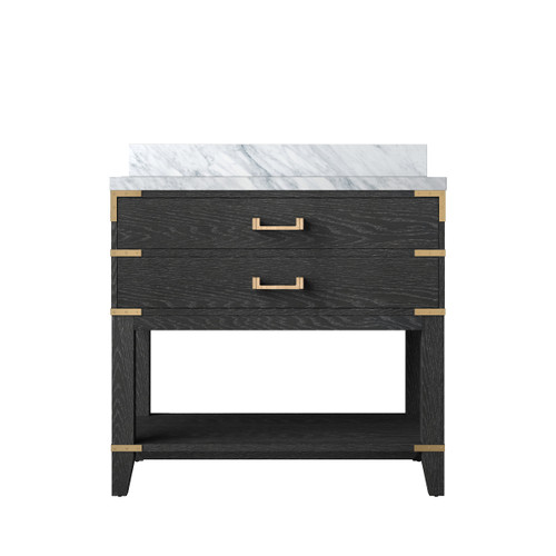 Lexora Norwalk 36 inch W Black Oak Vanity Cabinet and Carrara Marble Top - LVN36SJ100