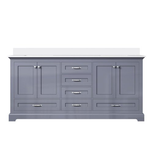 Lexora Dukes 72 in. W Dark Grey Double Sink Vanity Cabinet and Cultured Marble Top - LVD72DB300