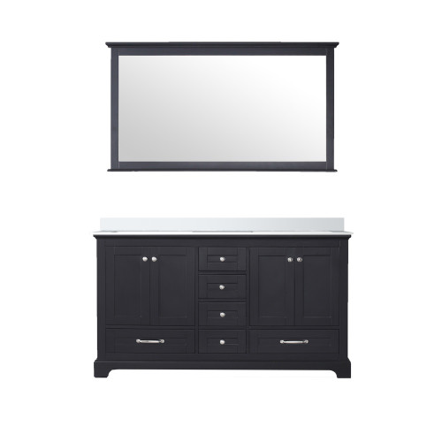 Lexora Dukes 60 in. W Espresso Double Sink Vanity Cabinet, Cultured Marble Top, and 58 in. Mirror - LVD60DG310