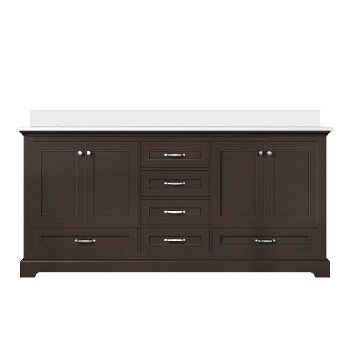 Lexora Dukes 72 in. W Espresso Double Sink Vanity Cabinet and Cultured Marble Top - LVD72DG300
