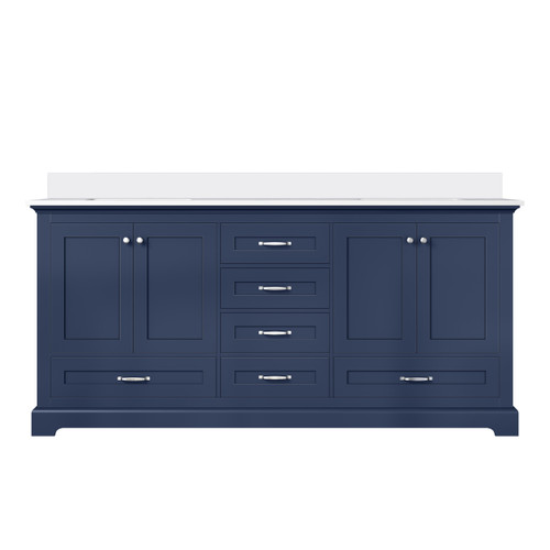 Lexora Dukes 72 in. W Navy Blue Double Sink Vanity Cabinet and Cultured Marble Top - LVD72DE300