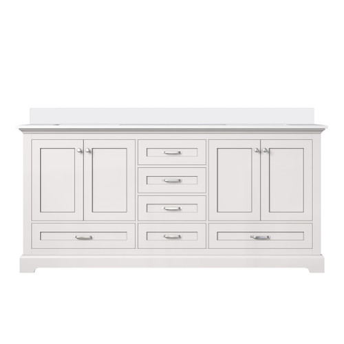 Lexora Dukes 72 in. W White Double Sink Vanity Cabinet and Cultured Marble Top - LVD72DA300