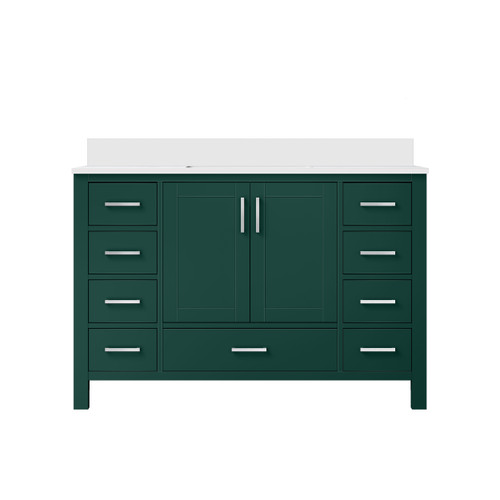 Lexora Jacques 48 in. W Green Bath Vanity Cabinet and Cultured Marble Top - LVJ48SG300