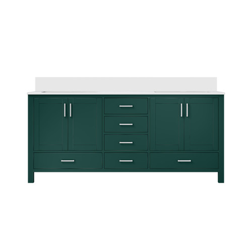 Lexora Jacques 72 in. W Green Double Sink Vanity Cabinet and Cultured Marble Top - LVJ72DG300