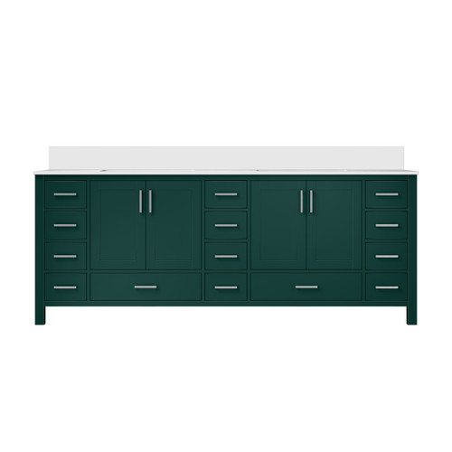 Lexora Jacques 84 in. W Green Double Sink Vanity Cabinet and Cultured Marble Top - LVJ84DG300