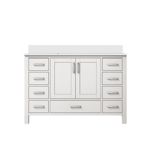 Lexora Jacques 48 in. W White Bath Vanity Cabinet and Cultured Marble Top - LVJ48SA300