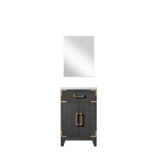 Lexora Laurel 20 inch W x 18 in D Black Oak Vanity Cabinet Acrylic Countertop and 18 in Mirror - LVL20SJ510