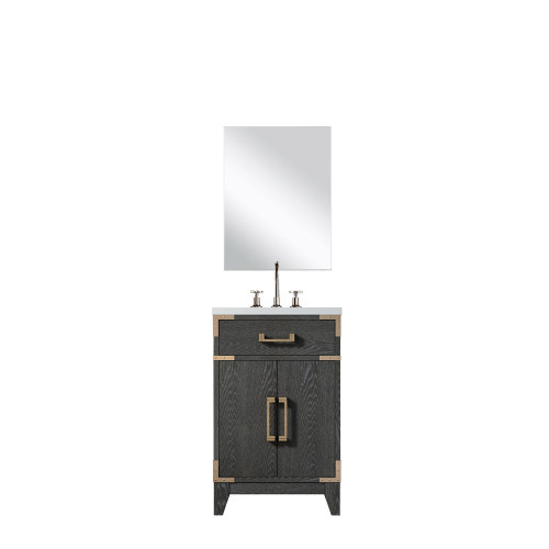 Lexora Laurel 20 inch W x 18 in D Black Oak Vanity Cabinet Acrylic Countertop, 18 in Mirror and Faucet Set - LVL20SJ511
