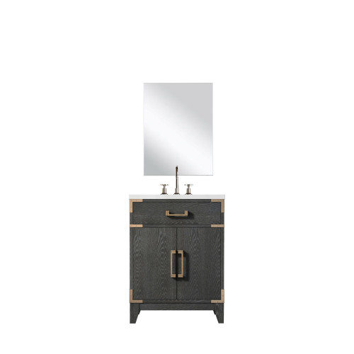 Lexora Laurel 24 inch W x 18 in D Black Oak Vanity Cabinet Acrylic Countertop, 18 in Mirror and Faucet Set - LVL24SJ511