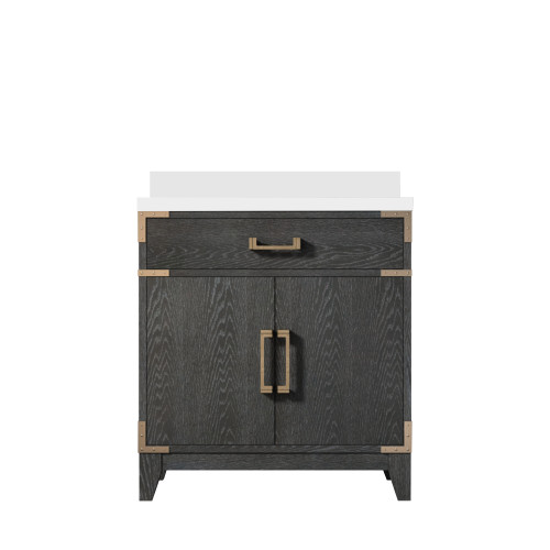 Lexora Laurel 30 inch W Black Oak Vanity Cabinet and Cultured Marble Top - LVL30SJ300