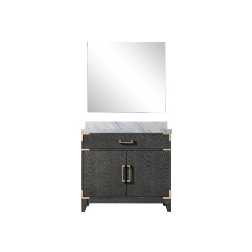 Lexora Laurel 36 inch W Black Oak Vanity Cabinet Carrara Marble Countertop and 34 in Mirror - LVL36SJ110