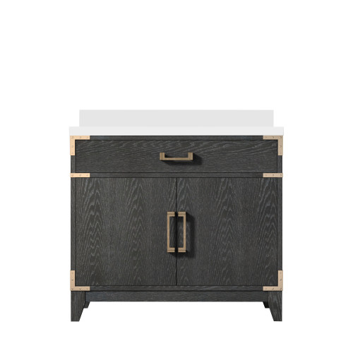 Lexora Laurel 36 inch W Black Oak Vanity Cabinet and White Quartz Top - LVL36SJ200
