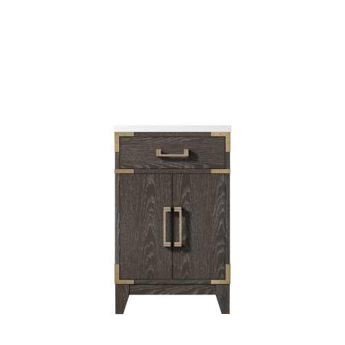 Lexora Laurel 20 inch W x 18 in D Brown Oak Vanity Cabinet and Acrylic Top - LVL20SK500