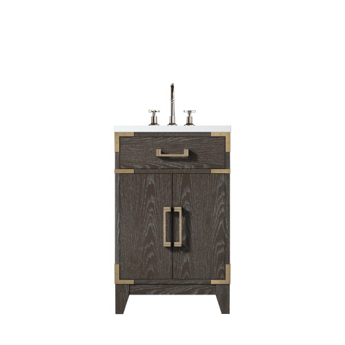 Lexora Laurel 20 inch W x 18 in D Brown Oak Vanity Cabinet, Acrylic Top, and Faucet Set - LVL20SK501