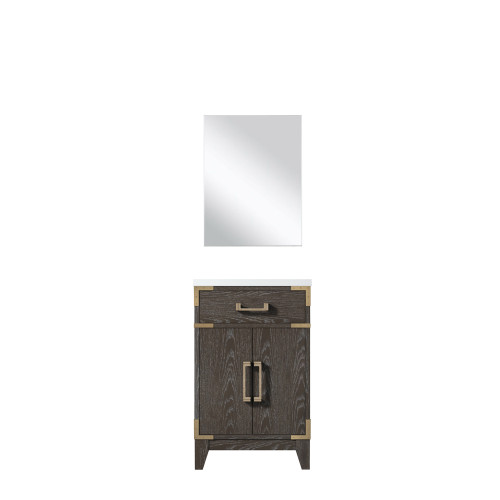 Lexora Laurel 20 inch W x 18 in D Brown Oak Vanity Cabinet Acrylic Countertop and 18 in Mirror - LVL20SK510