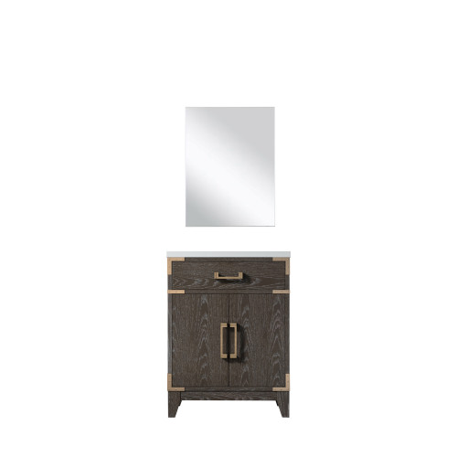 Lexora Laurel 24 inch W x 18 in D Brown Oak Vanity Cabinet Acrylic Countertop and 18 in Mirror - LVL24SK510