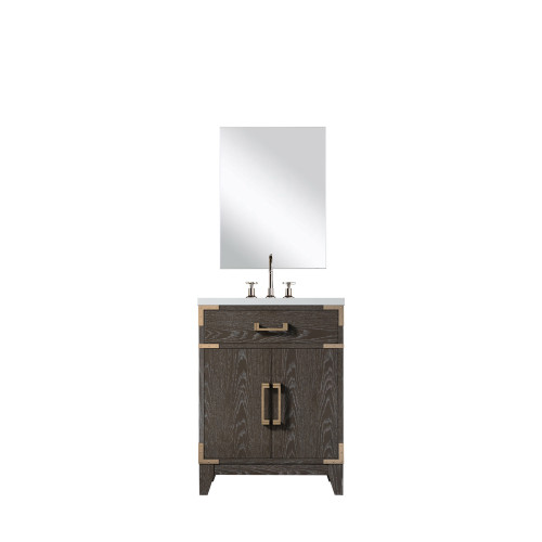 Lexora Laurel 24 inch W x 18 in D Brown Oak Vanity Cabinet Acrylic Countertop, 18 in Mirror and Faucet Set - LVL24SK511