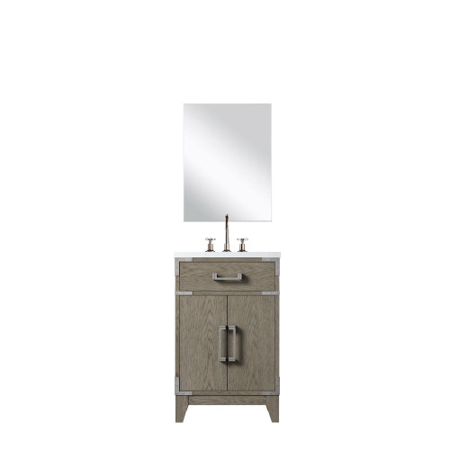 Lexora Laurel 20 inch W x 18 in D Grey Oak Vanity Cabinet Acrylic Countertop, 18 in Mirror and Faucet Set - LVL20SR511