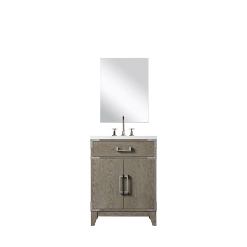 Lexora Laurel 24 inch W x 18 in D Grey Oak Vanity Cabinet Acrylic Countertop, 18 in Mirror and Faucet Set - LVL24SR511
