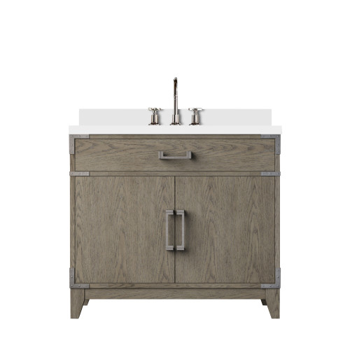 Lexora Laurel 36 inch W Grey Oak Vanity Cabinet, Cultured Marble Top, and Faucet Set - LVL36SR301