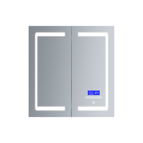 Lexora Bracciano 24 in. W x 30 in. H Surface-Mount LED Mirror Medicine Cabinet with Defogger - LB2430LEDMC