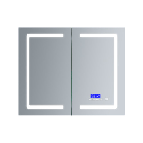 Lexora Bracciano 36 in. W x 28 in. H Surface-Mount LED Mirror Medicine Cabinet with Defogger - LB3628LEDMC