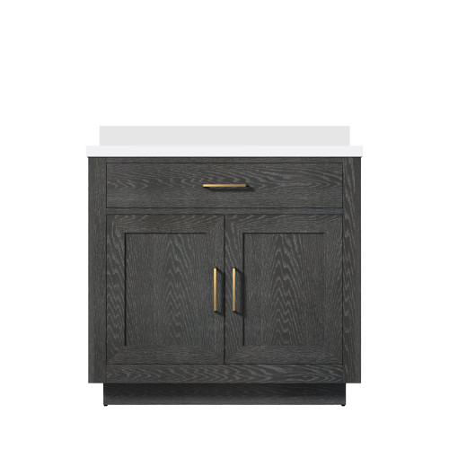 Lexora Abbey 36 inch W Black Oak Vanity Cabinet and Cultured Marble Top - LVA36SJ300