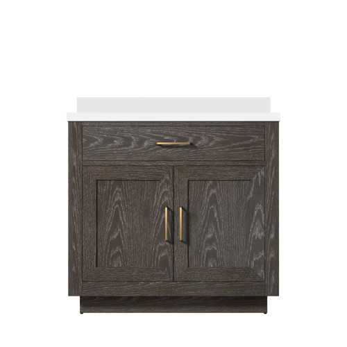 Lexora Abbey 36 inch W Brown Oak Vanity Cabinet and Cultured Marble Top - LVA36SK300