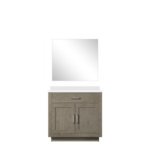 Lexora Abbey 36 inch W Grey Oak Vanity Cabinet Cultured Marble Countertop and 34 in Mirror - LVA36SR310