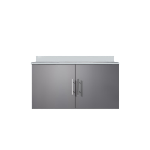 Lexora Geneva 36 in. W Dark Grey Wall Mount Bath Vanity Cabinet and White Quartz Top - LVG36SB200