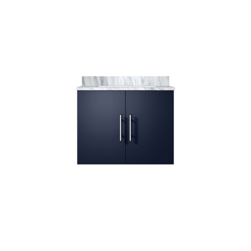 Lexora Geneva 24 in. W Navy Blue Wall Mount Bath Vanity Cabinet and Carrara Marble Top - LVG24SE100
