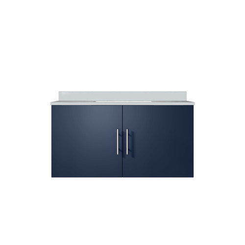 Lexora Geneva 36 in. W Navy Blue Wall Mount Bath Vanity Cabinet and Cultured Marble Top - LVG36SE300