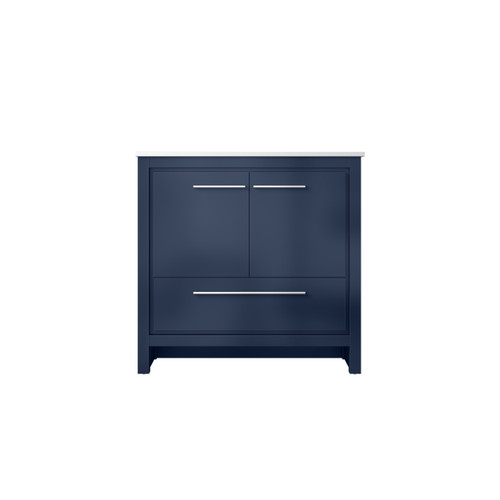 Lexora Lafarre 36 inch W x 20 in D Navy Blue Bath Vanity Cabinet and Cultured Marble Top - LVLF36SNB300