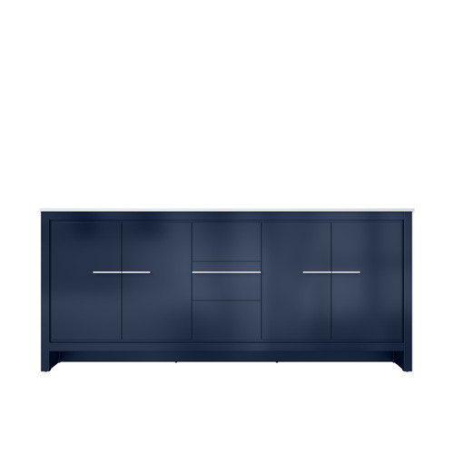 Lexora Lafarre 80 inch W x 20 in D Navy Blue Double Sink Vanity Cabinet and Cultured Marble Top - LVLF80DNB300