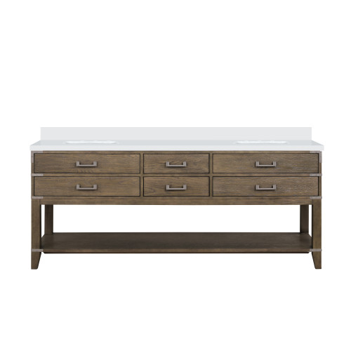 Lexora Norwalk 80 inch W Grey Oak Double Sink Vanity Cabinet and Cultured Marble Top - LVN80DR300