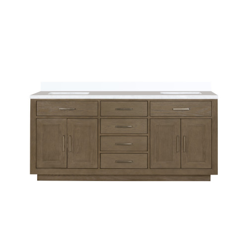 Lexora Abbey 72 inch W Grey Oak Double Sink Vanity Cabinet and Cultured Marble Top - LVA72DR300