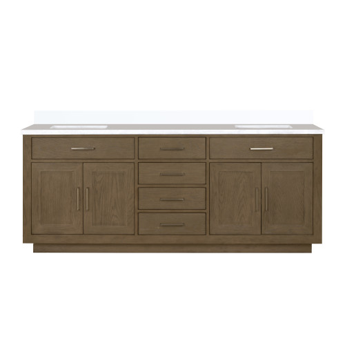 Lexora Abbey 80 inch W Grey Oak Double Sink Vanity Cabinet and Cultured Marble Top - LVA80DR300