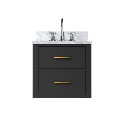 Lexora Castor 20 inch W x 18 in D Black Single Bath Wall Hung Vanity Cabinet, Acrylic Top, and Faucet Set - LVC20SL501