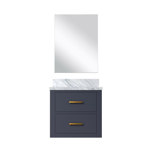 Lexora Castor 20 inch W x 18 in D Blue Single Bath Wall Hung Vanity Cabinet Acrylic Countertop and 18 in Mirror - LVC20SE510