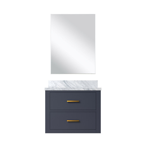 Lexora Castor 24 inch W x 18 in D Blue Single Bath Wall Hung Vanity Cabinet Acrylic Countertop and 18 in Mirror - LVC24SE510