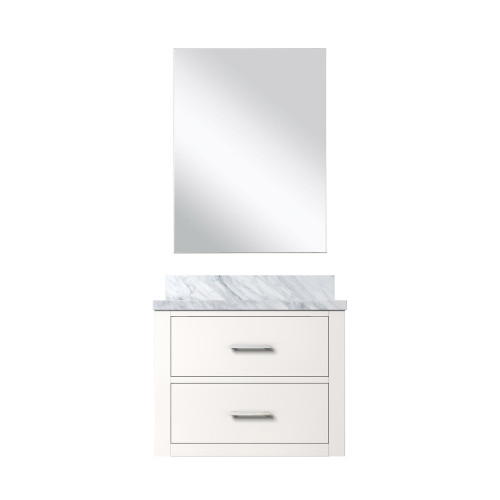 Lexora Castor 24 inch W x 18 in D White Single Bath Wall Hung Vanity Cabinet Acrylic Countertop and 18 in Mirror - LVC24SA510