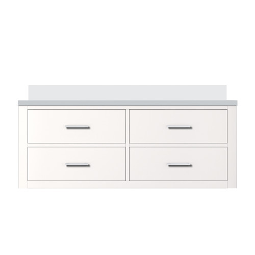 Lexora Castor 48 inch W White Single Bath Wall Hung Vanity Cabinet and Cultured Marble Top - LVC48SA300